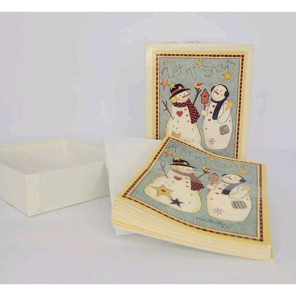 VTG Christmas Cards Ellen Stouffer WINTER FUN - 20 NEW in box 1996 Lang Snowmen - Picture 1 of 9